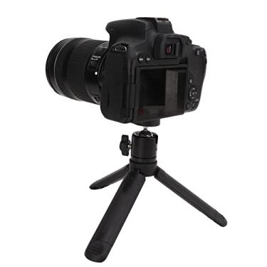 Imagem de Mini tripé de mesa, 2 seções Mini tripé de câmera retrátil suporte de telefone para câmera de transmissão ao vivo com cabeça de bola de bloqueio de botão, compatível com todos os tipos de equipamentos