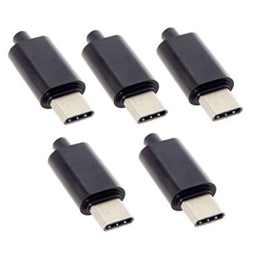 Imagem de Adaptador de resistor CY USB tipo C USB-C macho OTG tipo 5.1k com capa preta faça você mesmo 24 pinos