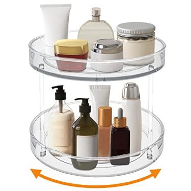 Imagem de VAEHOLD 2 níveis Lazy Susan Suporte organizador de especiarias para armário de cozinha, bandeja de armazenamento para frutas, lanches, salada – Organizador para armário, despensa, banheiro, mesa, cosméticos – 23,5 cm