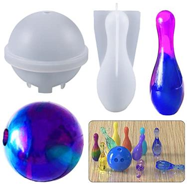 Imagem de 2 Pcs Bowling Sport Silicone Resin Mold Fun Epoxy Silicone Casting Molds for Bowling Sports Ball and Pin Training & Kids Games,3D DIY Making Handmade Home Crafts