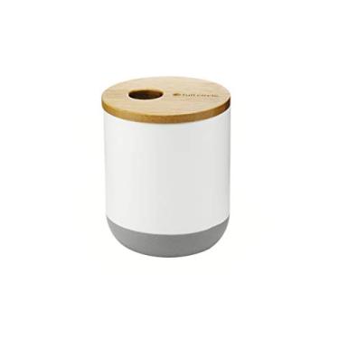 Imagem de Full Circle Pick Me Up Cotonete de algodão e vasilha Q-Tip, branco e bambu