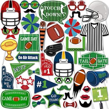 Imagem de Kit de acessórios para cabine de fotos de futebol de 42 peças, Super Bowl, decorações de dia de jogo esportivo, dia de jogo, festas, decorações