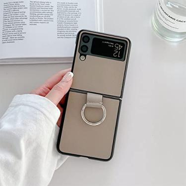Imagem de Capa de telefone com fivela de anel de cor sólida simples e luxuosa para Samsung Galaxy Z Flip 3 4 5G Z Flip4 Flip3 Zflip4 Zflip3 Capa, A, para Z Flip 3