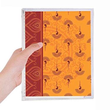 Imagem de Caderno de arte colorido laranja com estampa de folhas soltas diário recarregável