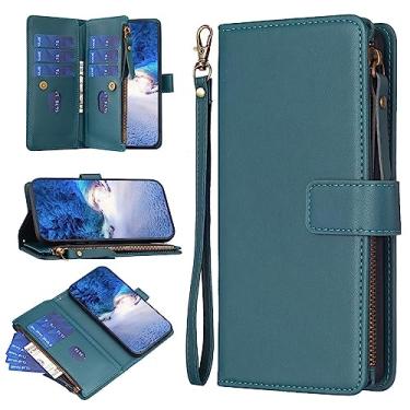 Imagem de Capa Carteira 2 In 1 Wallet Case Compatible With MOTO G13 4G/G23 4G/G53 5G,Premium Leather Magnetic Zipper Pouch Wristlet Flip Phone Cover with [Card Slots][Wrist Strap][Money Pocket] (Color : Green