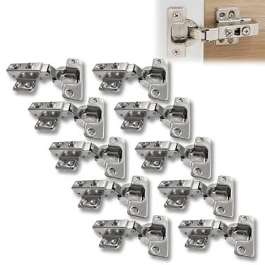 Imagem de 10x Dobradiça Baixa 35mm Reta C/Amortecedor Pistão Porta de Armário Cozinha Guarda Roupa Móveis de Madeira Caneco de 32mm Dobradisa Dobradica 35mm