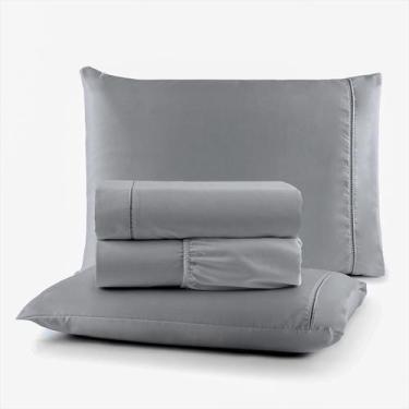 Imagem de Kit Roupa de Cama Casal Com Elástico 200 Fios Algodão 4 Peças - Charme