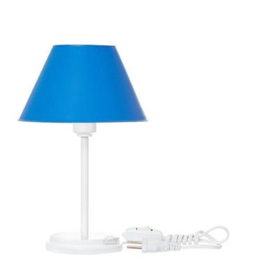 Imagem de Kit 2 Abajures Moderno Base Mdf Branca - megaplast, Azul Royal