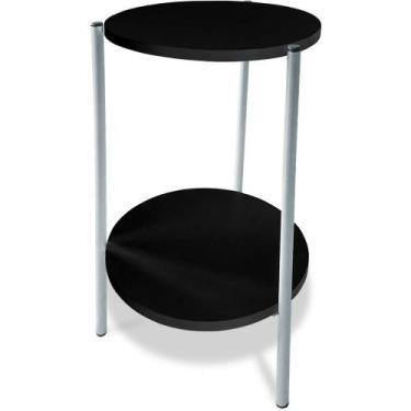 Imagem de Mesa Mesinha De Canto Redonda Decoração Qatar Industrial Branca - Genu