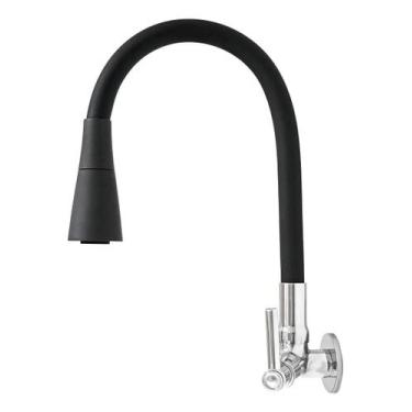 Imagem de Torneira De Cozinha Preta Pia Monocomando Dupla Jato De Agua Acabament