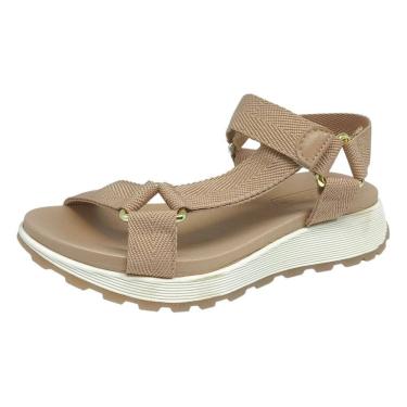 Imagem de Sandália Feminina Anabela Baixa Conforto Moderna Moleca