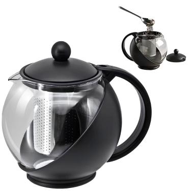 Imagem de Chaleira Bule Jarra Infusora De Vidro Infusor De Aço Inox Para Chá 750 Ml