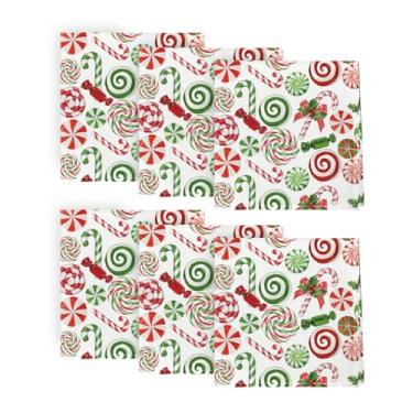 Imagem de Horaldaily Guardanapos De Pano Natal 18 X 18", Decoração Jantar Para Festa Doces, Conjunto Lavável Com 6