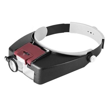 Imagem de LEEMASING Lupa De Cabeça Para Joalheiros Com Luz Led, Capacete Iluminada 1,5X 3X 6,4X 8,3X, Ferramentas Conserto Relógios, Leitura Trabalho Precisão (Vermelha)