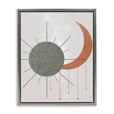 Imagem de Stupell Industries Sol e Lua em Estilo Minimal Cinza Emoldurado Tela Flutuante Design de Arte de Parede por Daniela Santiago, 17 x 21