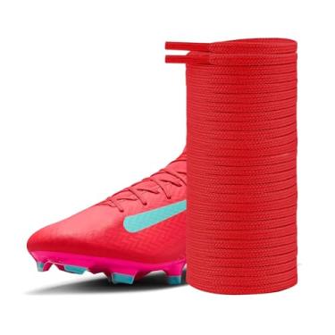 Imagem de UamGlsob Cadarços de sapato de futebol de 4 mm para tênis Nike Mercurial, cordões de substituição de cadarços planos finos para tênis de futebol, Vermelho, 63''/160cm