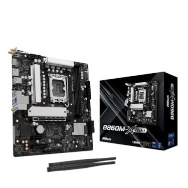 Imagem de ASRock B860M X WiFi 6E DDR5 até 9066+ (OC) MHz 128GB M.2 B860 LGA1851 Micro ATX Placa-mãe Intel Core Ultra(Série 2) BIOS Flashback SATA3 6.0 Gb/s PCIe 4.0 x16 Realtek 2.5G LAN 7 x USB 3.2