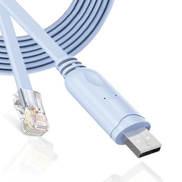 Imagem de USB Para Cabo De Console, USB 2.0 Macho Para RJ45 Macho CAT5 Serial Console Cabo Plano Adaptador De Gerenciamento De Porta Serial Compatível Com Roteadores Interruptores
