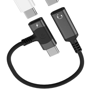 Imagem de Divisor de fone de ouvido USB C (2 em 1) para iPhone 16 15 Pro Max tipo C adaptador de cabo auxiliar de áudio para fone de ouvido Apple compatível com Samsung S25 S24 S23 para iPad, fone de ouvido