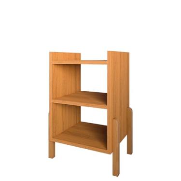 Imagem de Mesa De Cabeceira Para Quarto Com Prateleira Pé Madeira Maciça Sofia (Cedro)