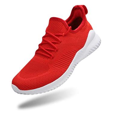 Imagem de Flysocks Tênis feminino sem cadarço para academia, esportivo, leve, confortável, tênis de caminhada, vermelho, 40 BR