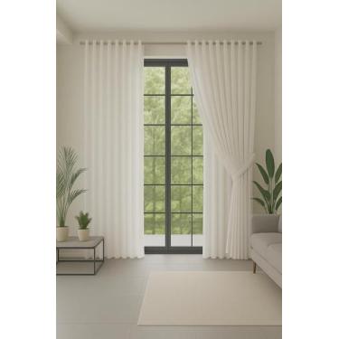 Imagem de Cortina Blackout Longa Tecido com Voal Xadrez 6m Quarto Sala - Feffo C