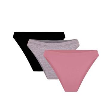 Imagem de Kit 3 Calcinhas Microfibra Trifil (C04404/4404/c04408) Preto/mescla/po