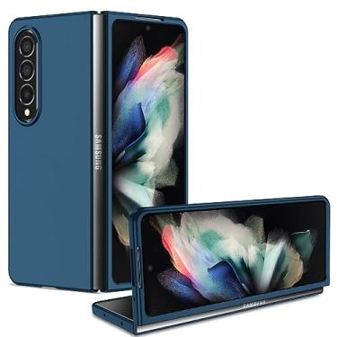 Imagem de Capa de telefone para Samsung Galaxy Z Fold 5 Capa traseira fosca simples de cor sólida Z Fold 4 3 21 Proteção de PC rígida ultrafina, azul escuro, para Z Fold 4 5G