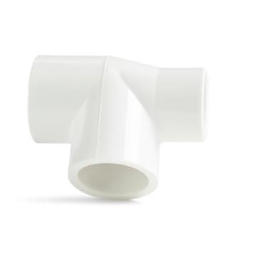 Imagem de T redutor de PVC branco 3/10.2 cm deslizante x 1/5.1 cm deslizante x 1/10.2 cm deslizante – Conector de encaixe de tubulação Schedule 40, adaptador de T redutor de soquete de PVC para encanamento e