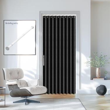 Imagem de AJAZZ Porta sanfonada invisível porta sanfonada portas sanfonadas interiores cortinas magnéticas para quarto sala de estar conjuntos de cortinas de entrada incluídos haste (1 pacote, 109 L x 78 C