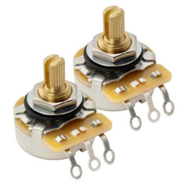 Imagem de Kit Potenciômetros Cts Eixo Curto Estriado Latonado A250K B250K - Guit