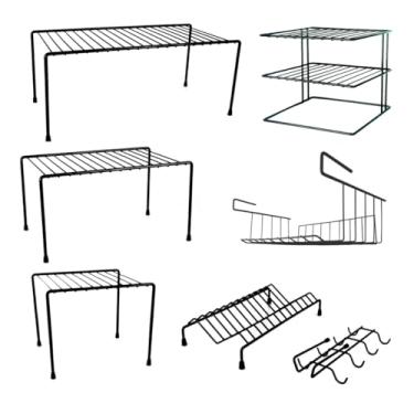 Imagem de Kit 7 Organizador de Armario Cozinha Aço(Preto)