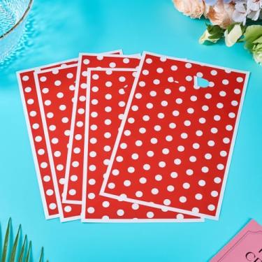 Imagem de 20 peças de sacos de plástico PET de bolinhas 25,5 x 16,4 cm bolsas com alça de orifício cor dopamina roupas de compras DIY joias presente festa embalagem suprimentos (vermelho Natal)