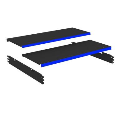 Imagem de Kit 2 Bandeja Gondola Rack FIT Preto 4X 30x90 CH22 Pe Azul