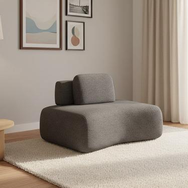 Imagem de Sofá Módulo Canto 175cm Orgânico Sala Berlim Bouclê Grafite K01 - D'Rossi