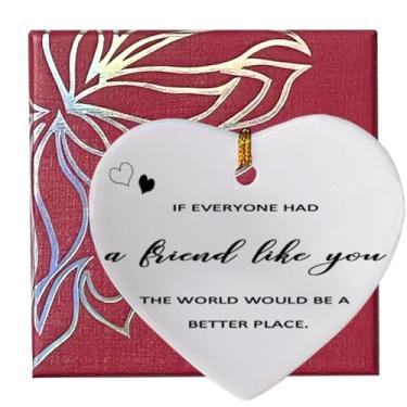 Imagem de MeiFuJuW Um amigo como você ornamento de cerâmica sinal de lembrança placa de coração presentes para melhores amigos alma irmãs menino menina melhor aniversário natal formatura presente de amizade