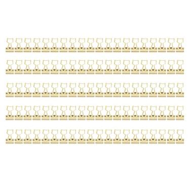 Imagem de Clipes de pasta mini clipes de papel pequenos clipes de pasta divertido oco forma de gato metal ferro forte força de fixação para escritório em casa uso escolar 100 peças (Ouro)