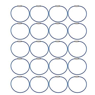 Imagem de Chaveiros de arame de aço inoxidável 20 unidades de chaveiros coloridos, laços de cabos variados, cabeça espiral requintada, antiderrapante, rotação suave, alta resistência para (Azul)