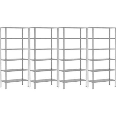 Imagem de 4 Estante De Aço Para Livros Sala Escritório Estoque Almoxarifado 6 Pr