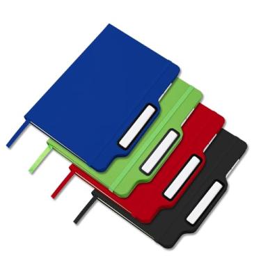 Imagem de Caderno A5 com Capa Dura, 80 Folhas Pautadas, Material Sintético, Suporte para Caneta, Elástico, Miolo Bege (Caderno A5 PU Vermelho)