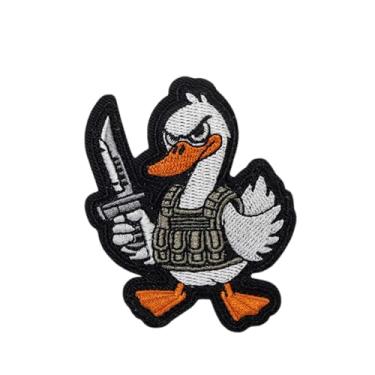 Imagem de Ruoming 1 peça de adesivos de animais com gancho e laço bordado tático militar nacional (pato de batalha1)