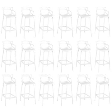 Imagem de Kit 18 Banquetas Allegra Com Encosto Design Cozinha/bancada - Branco