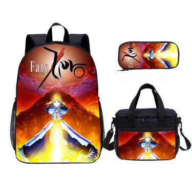 Imagem de Conjunto de mochilas: bolsa escolar Fates Zero, bolsa casual, anime, 3 peças