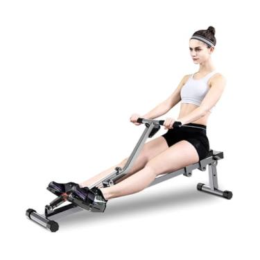 Imagem de Máquina de remo dobrável para academia em casa – Equipamento hidráulico ajustável de corpo inteiro para exercícios aeróbicos compactos em ambientes internos
