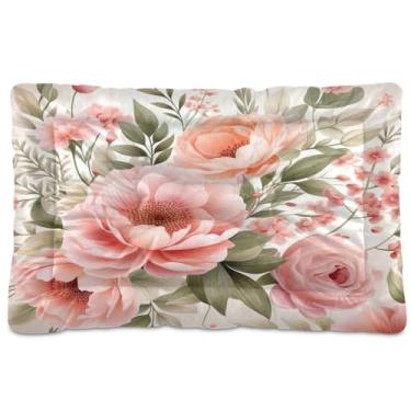 Imagem de Wassud Cama de cachorro floral rosa aquarela grande para cães ao ar livre tapete lavável para animais de estimação cama de gato para dormir viagens 91 x 61 cm