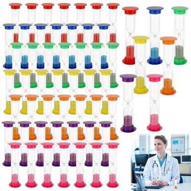 Imagem de 56 peças de temporizador de areia de 2 minutos para crianças, mini ampulheta, relógio de areia a granel, mini temporizador de escova de dentes para crianças adultas em sala de aula, jogos de cozinha