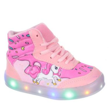 Imagem de Tenis Botinha de Unicornio Com Luz de Led Infantil Feminina Meninas - 