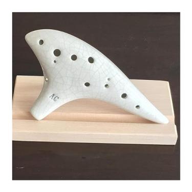 Imagem de ocarina 12 furos Ocarina clássica alto C brilhante cerâmica vitrificada tocando instrumento musical adequado para iniciantes adultos crianças iniciantes