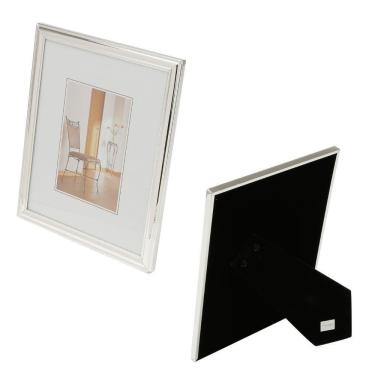 Imagem de Porta Retrato Decorativo De Aço Inox Friso Prata 13cm X 18cm Wolff