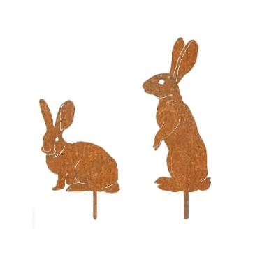 Imagem de kaiwern Estacas de metal para decoração de jardim, estaca de coelho de metal realista, enfeite de páscoa, decorações de quintal de coelho, arte de coelho ao ar livre para canteiros de flores